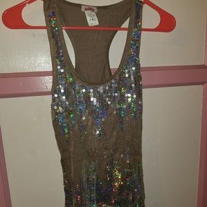 Sequin beige tank top